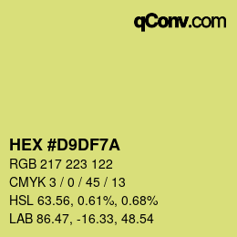 Color code: HEX #D9DF7A | qconv.com