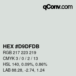 Color code: HEX #D9DFDB | qconv.com