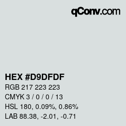 Color code: HEX #D9DFDF | qconv.com