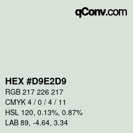 Color code: HEX #D9E2D9 | qconv.com