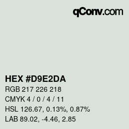 颜色代码: HEX #D9E2DA | qconv.com