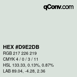 カラーコード: HEX #D9E2DB | qconv.com