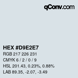 颜色代码: HEX #D9E2E7 | qconv.com
