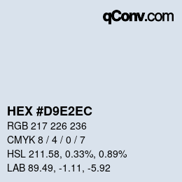 Color code: HEX #D9E2EC | qconv.com
