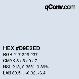 颜色代码: HEX #D9E2ED | qconv.com