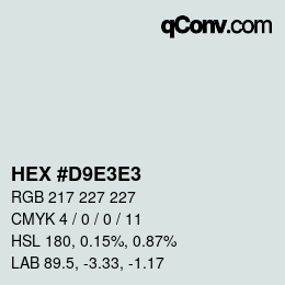 Color code: HEX #D9E3E3 | qconv.com