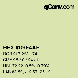 Color code: HEX #D9E4AE | qconv.com