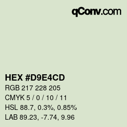 Color code: HEX #D9E4CD | qconv.com