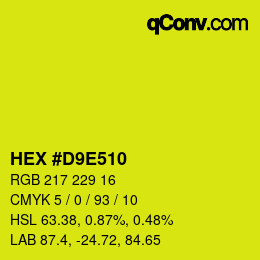 Farbcode: HEX #D9E510 | qconv.com