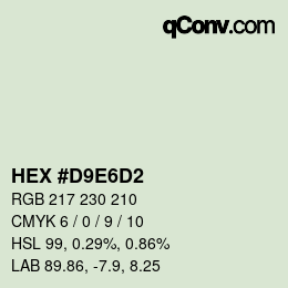 Código de color: HEX #D9E6D2 | qconv.com