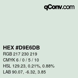 カラーコード: HEX #D9E6DB | qconv.com