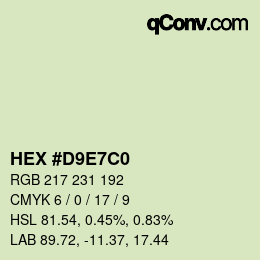 カラーコード: HEX #D9E7C0 | qconv.com