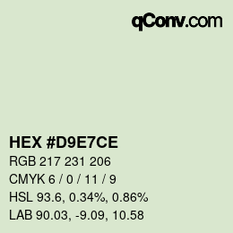 Color code: HEX #D9E7CE | qconv.com