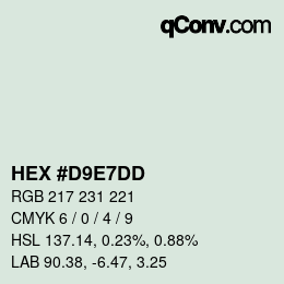 カラーコード: HEX #D9E7DD | qconv.com