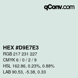 Color code: HEX #D9E7E3 | qconv.com