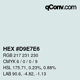 カラーコード: HEX #D9E7E6 | qconv.com