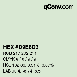 カラーコード: HEX #D9E8D3 | qconv.com