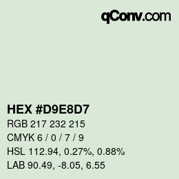 カラーコード: HEX #D9E8D7 | qconv.com