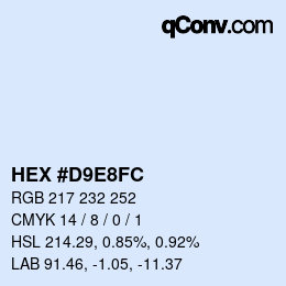 颜色代码: HEX #D9E8FC | qconv.com