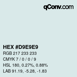 颜色代码: HEX #D9E9E9 | qconv.com