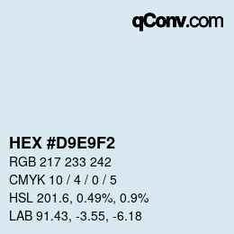 Color code: HEX #D9E9F2 | qconv.com