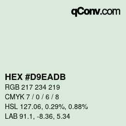 颜色代码: HEX #D9EADB | qconv.com