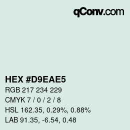 颜色代码: HEX #D9EAE5 | qconv.com