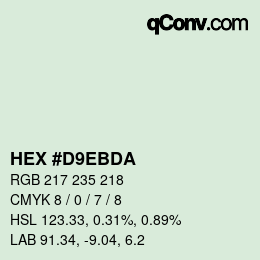 カラーコード: HEX #D9EBDA | qconv.com