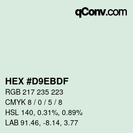 Color code: HEX #D9EBDF | qconv.com