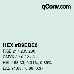 Farbcode: HEX #D9EBE6 | qconv.com