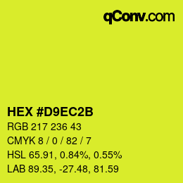 Color code: HEX #D9EC2B | qconv.com