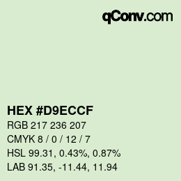 Color code: HEX #D9ECCF | qconv.com