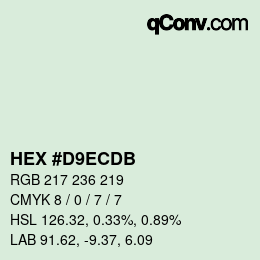 Color code: HEX #D9ECDB | qconv.com