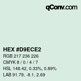 Color code: HEX #D9ECE2 | qconv.com