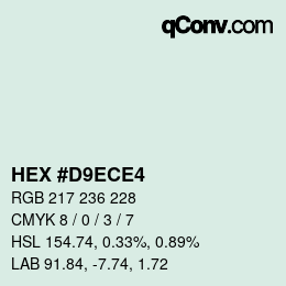 Color code: HEX #D9ECE4 | qconv.com