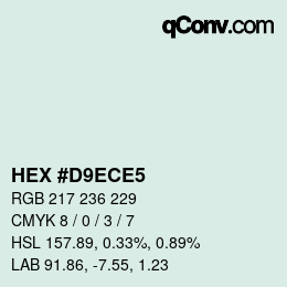 Color code: HEX #D9ECE5 | qconv.com