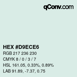 Color code: HEX #D9ECE6 | qconv.com