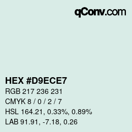 Color code: HEX #D9ECE7 | qconv.com