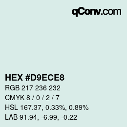 Color code: HEX #D9ECE8 | qconv.com