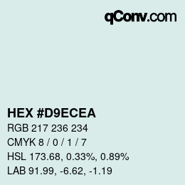 カラーコード: HEX #D9ECEA | qconv.com
