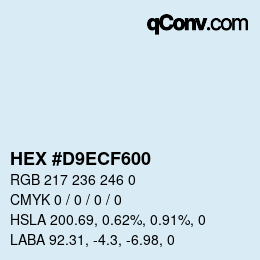 Color code: HEX #D9ECF600 | qconv.com