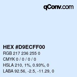 カラーコード: HEX #D9ECFF00 | qconv.com
