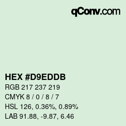 颜色代码: HEX #D9EDDB | qconv.com