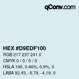Farbcode: HEX #D9EDF100 | qconv.com