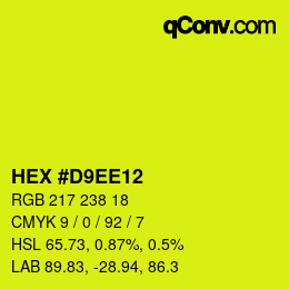 颜色代码: HEX #D9EE12 | qconv.com
