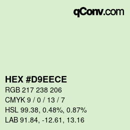 Color code: HEX #D9EECE | qconv.com