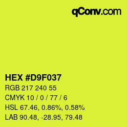 Color code: HEX #D9F037 | qconv.com