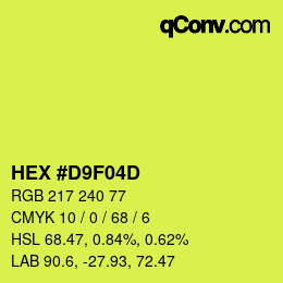 Color code: HEX #D9F04D | qconv.com