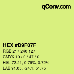 カラーコード: HEX #D9F07F | qconv.com