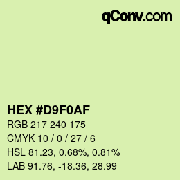 Color code: HEX #D9F0AF | qconv.com